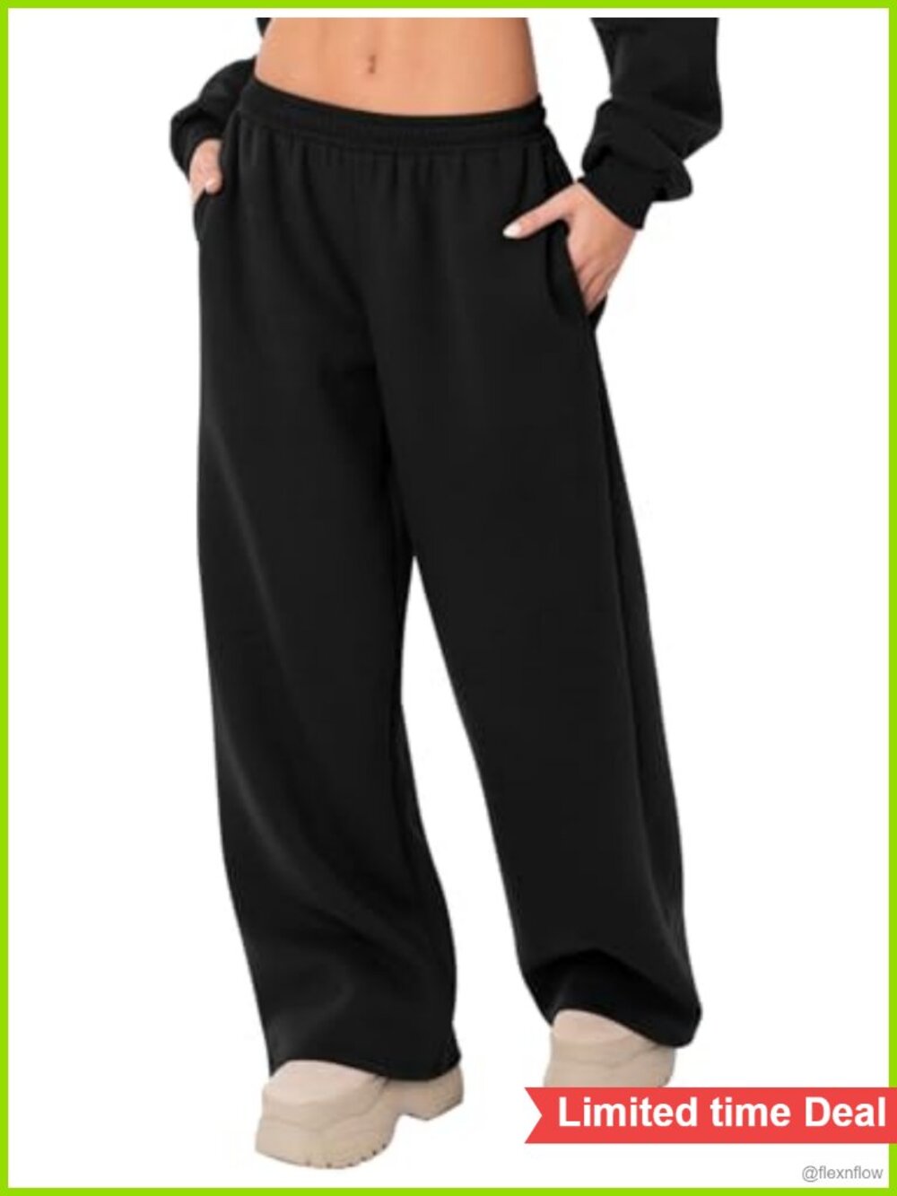Wide Leg Fleece Sweatpants Low Rise Drawstring Pockets Lounge